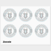 Sticker Rond Cravate bleue et Baby shower d'impression Chevron (Feuille)