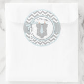 Sticker Rond Cravate bleue et Baby shower d'impression Chevron (Sac)