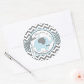 Sticker Rond Cravate Blue Elephant Bow et Chevron Print Baptism (Enveloppe)