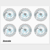 Sticker Rond Cravate Blue Elephant Bow et Chevron Print Baptism (Feuille)