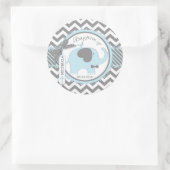 Sticker Rond Cravate Blue Elephant Bow et Chevron Print Baptism (Sac)