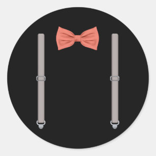 Sticker Rond Cravate Bow Avec Suspendants Mariage Et Occasi Spé