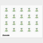 Sticker Rond Cravate de lunettes pour étudiants Nerd grenouille (Feuille)