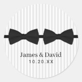 Sticker Rond Cravate double Mariage gris  rayures classiques sc (Devant)