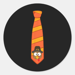 Sticker Rond Cravate drôle de Thanksgiving avec dinde pour le d