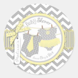 Sticker Rond Cravate jumeaux Tutu Chevron Baby shower