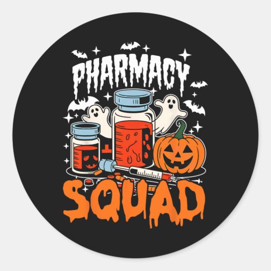Sticker Rond Cravate Pills Pharmad Squad Pharmacist Technicien (Devant)