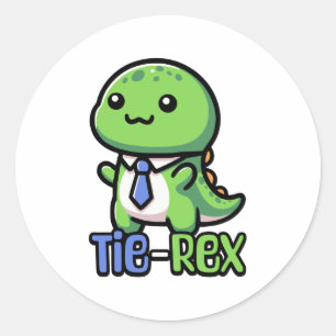 Sticker Rond Cravate Rex ! Cravate mignonne portant un jeu de d