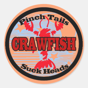Sticker Rond Craw Dat ! Fleur de Lis, Crawfish, Craw Dat
