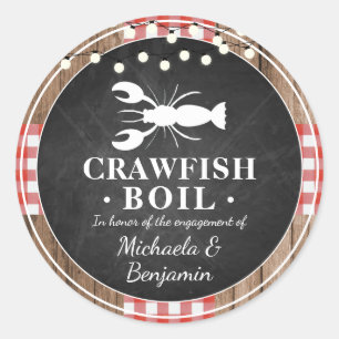 Sticker Rond Crawfish Boil Homard Engagement Partie Rustique