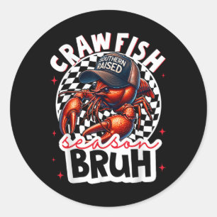 Sticker Rond Crawfish Season Bruh Crawfish Casquette Garçon Fun