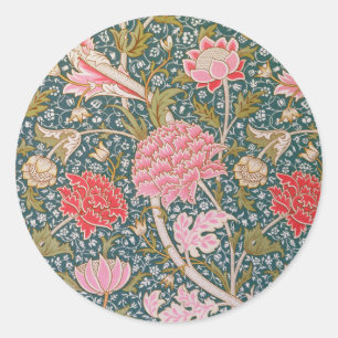 Sticker Rond Cray - Art nouveau floral print by William Morris