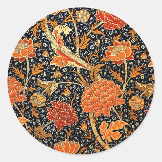 Sticker Rond Cray, un motif de William Morris, (Devant)