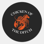 Sticker Rond Crayfish Chicken Of The Ditch Crawfish Cajun Men W (Devant)