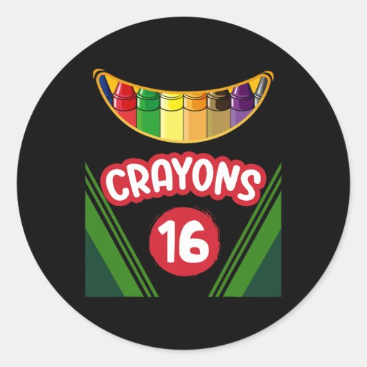 Sticker Rond Crayon Box Fun Enseignant Étudiant Crayon Squad Ha (Devant)