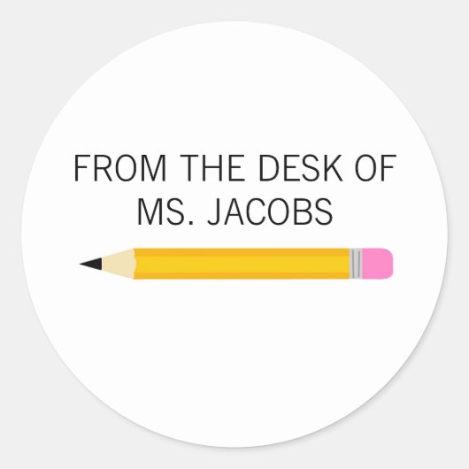 Sticker Rond Crayon cadeau de l'enseignant du bureau de (Devant)