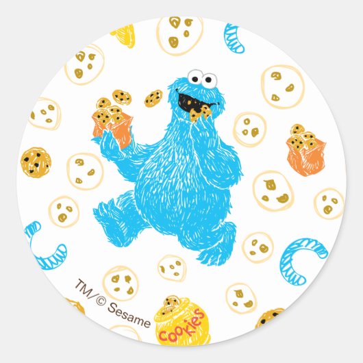 Sticker Rond Crayon Cookie Monster Cookie Motif (Devant)