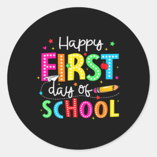 Sticker Rond Crayon Enseignant Enfants Jour De Rentrée Ck T
