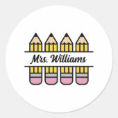 Sticker Rond Crayon Enseignant Retour À L'Appréciation De L'Éco (Devant)