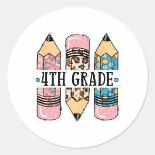 Sticker Rond Crayon léopard 4e année Ck à l'école Enseignants S