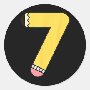 Sticker Rond Crayon Numéro 7 Retour à l'école 7e Anniversaire