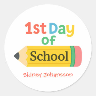 Sticker Rond Crayon pour le 1er jour d'école