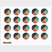 Sticker Rond Crayons arc-en-ciel grand travail (Feuille)