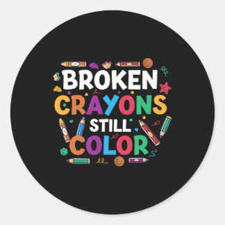 Sticker Rond Crayons cassés couleur encore Chemise santé mental