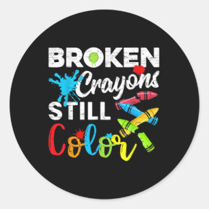 Sticker Rond Crayons cassés couleur encore Chemise santé mental