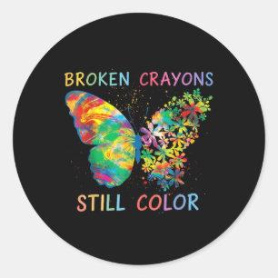 Sticker Rond Crayons cassés Couleur encore Santé mentale S Sens