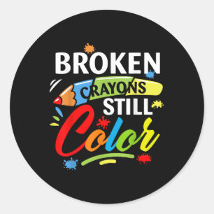 Sticker Rond Crayons cassés Couleur encore Santé mentale S Sens