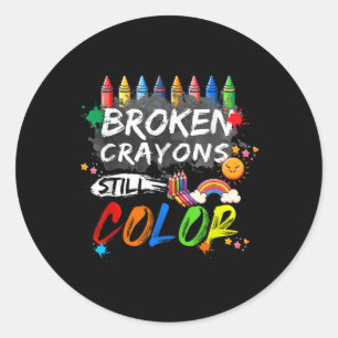 Sticker Rond Crayons cassés Couleur encore Sensibilisation à la