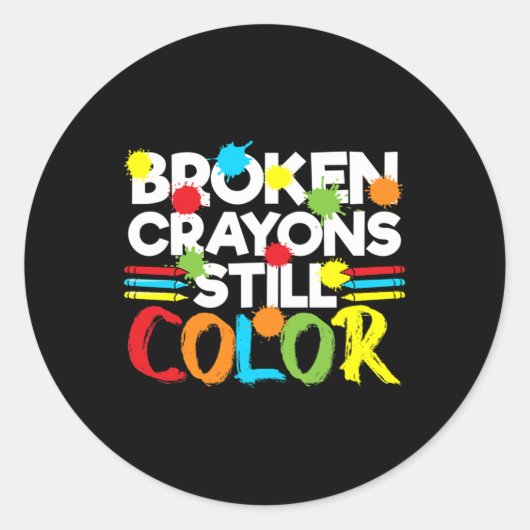 Sticker Rond Crayons cassés Couleur encore Sensibilisation à la (Devant)