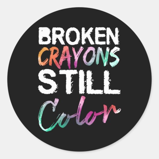 Sticker Rond Crayons cassés Couleur toujours Tal Sensibilisatio (Devant)