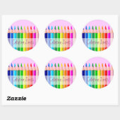 Sticker Rond Crayons - Customisés (Feuille)