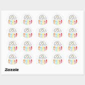 Sticker Rond Crayons de couleur arc-en-ciel Propriété de la sal (Feuille)