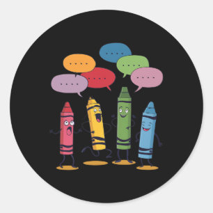 Sticker Rond Crayons de couleur Humeur Crayon de mode Professeu