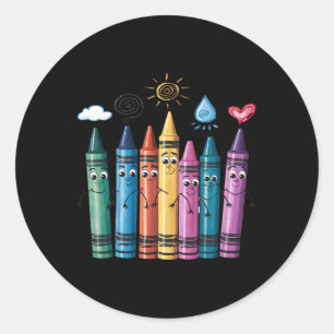 Sticker Rond Crayons de couleur Humeur de crayon à la mode Vend