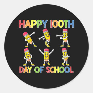 Sticker Rond Crayons De Danse 100e Jour D'École Filles Garçons