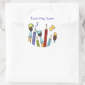 Sticker Rond Crayons et pinceaux personnalisés (Sac)