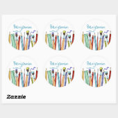 Sticker Rond Crayons et pinceaux personnalisés (Feuille)