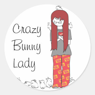 STICKER ROND CRAZY BUNNY LADY