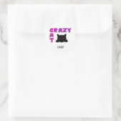 STICKER ROND "CRAZY CAT" BÂTIMENTS POUR ENFANTS. (Sac)