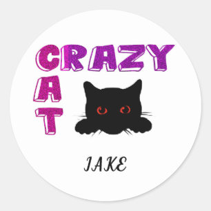 STICKER ROND "CRAZY CAT" BÂTIMENTS POUR ENFANTS.