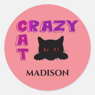 STICKER ROND "CRAZY CAT" BÂTIMENTS POUR ENFANTS.