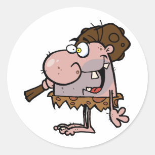 Sticker Rond Crazy Caveman