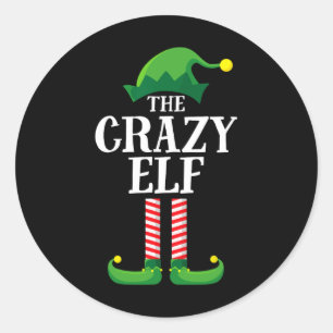 Sticker Rond Crazy Elf Matching Family Group Christmas Party