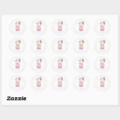 Sticker Rond Crazy Milkshake rose Candy Cupcake fête d'annivers (Feuille)