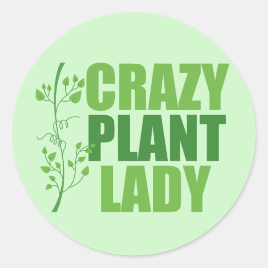 Sticker Rond Crazy Plante Lady Cute Green Botaniste (Devant)