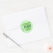 Sticker Rond Crazy Plante Lady Cute Green Botaniste (Enveloppe)
